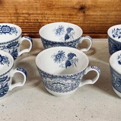 (6) Spode Teacups: The Blue Room Collection