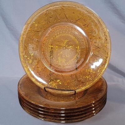 (6) Vintage Amber Indiana Glass Tiara Dinner Plate
