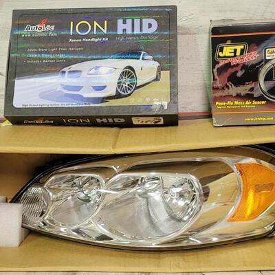 (3) Auto Parts: 1-GM Headlamp Assembly GM202261 
1- Autoloc ION Xenon Headlight Kit
1- Jet Mass Air Sensor 69112