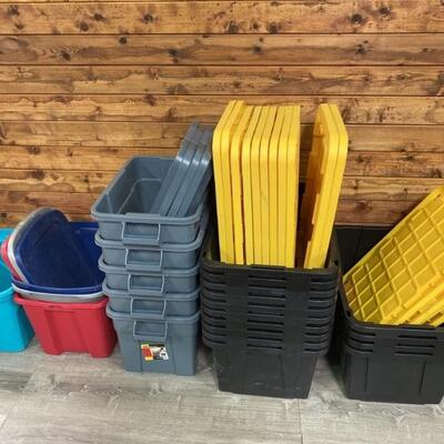 Large Lot of Plastic Storage Tubs with Lids