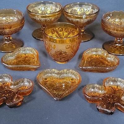 (10) Vintage Amber Indiana Glass Tiara-as pictured