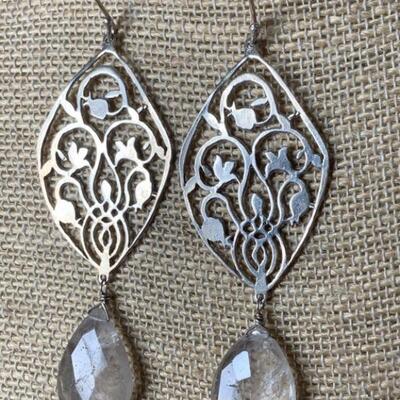Sterling Silver & Faceted Rock Crystal Dangle