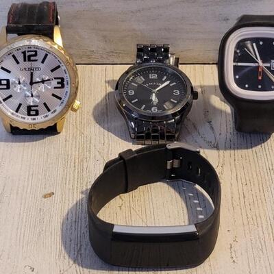 (4) Men's Watches, 1 Is Fitness Tracker with USB