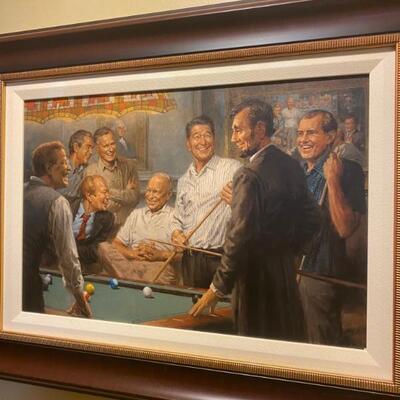 Andy Thomas Gameroom Art - The Presidents - Republicans Shooting Pool