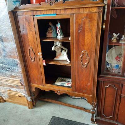 antique china cabinet, glass is missing in the door
