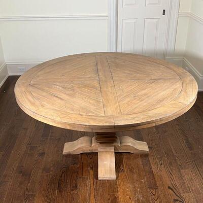 ROUND PEDESTAL DINING TABLE | Wood dining table with a round top, made by Coaster furniture; h. 30 x dia. 60 in.