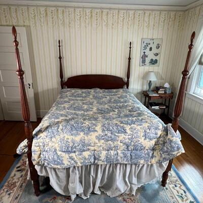 QUEEN CANOPY BED | Antique reproduction of a Sheraton Field Bed by Leonards New England, with four reeded posters [canopy included,...