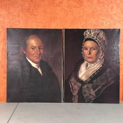 PAIR PORTRAITS on CANVAS | Art prints on canvas, including a portrait of Captain Lazarus Ruggles (b. 1780) by Richard Jennys (American,...