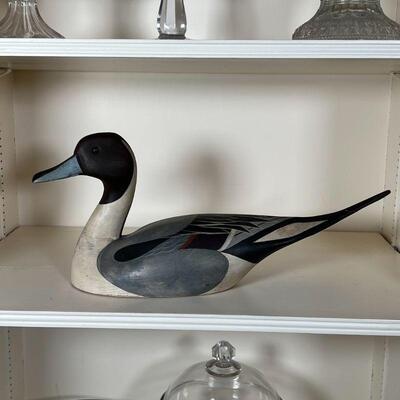 PAINTED DUCK DECOY | Ducks Unlimited, Limited Edition 1985-86, by T.J. Hooker; h. 7-3/4 x l. 17-1/2 x w. 5-1/2 in. [crack to tail]