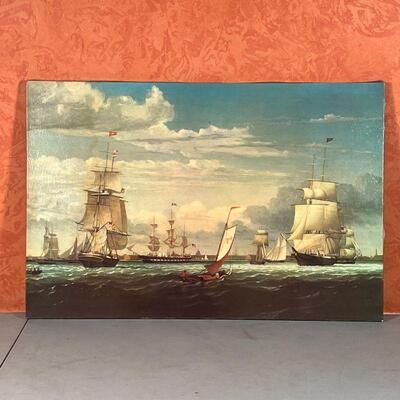 BOSTON HARBOR CANVAS PRINT | Art print on canvas of the Fitz Hugh Lane (American, 1804-1065) oil on canvas painting "Boston...