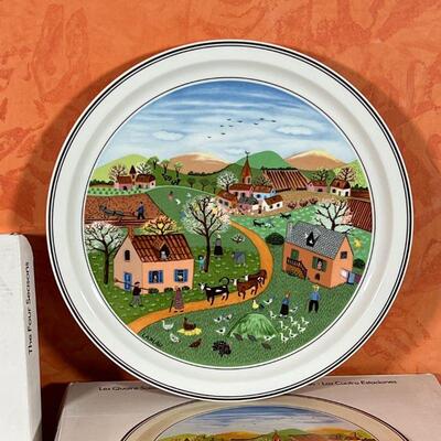 (4pc) VILLEROY & BOCH PLATES | A set of four decorative plates showing "The Four Seasons" including Spring, Summer, Autumn,...