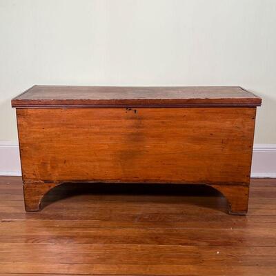ANTIQUE WOODEN BLANKET CHEST | With a hinged lid; h. 20-1/4 x w. 41 x d. 15-1/2 in.