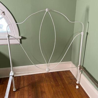 WHITE IRON BED FRAME | Turn of the century, marked F R Co. (possibly French); h. 47-1/4 x l. 79 x w. 43 in.