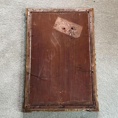 GILT CARVED MIRROR | Antique framed mirror, carved wood with foliate motifs; overall 25 x 17 in.