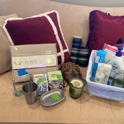 Bedding, candles, household items