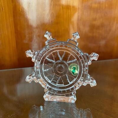 Waterford Crystal ships wheel paperweight
