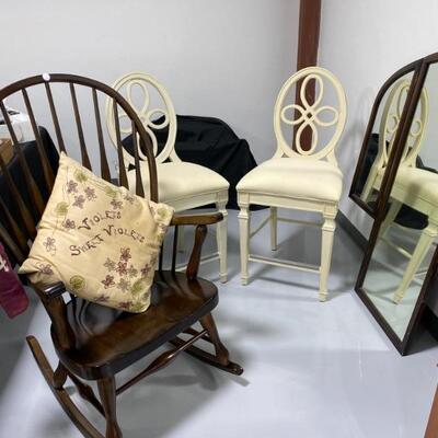 Rocking Chair, Antique Pillow, Counter-Height chairs, Mirror
