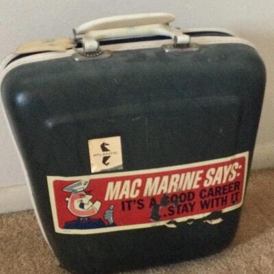 Marine bowling ball and shoes in carry case