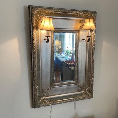 Silver leaf mirror with scones
