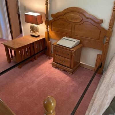 Queen bed, nightstand, and dresser