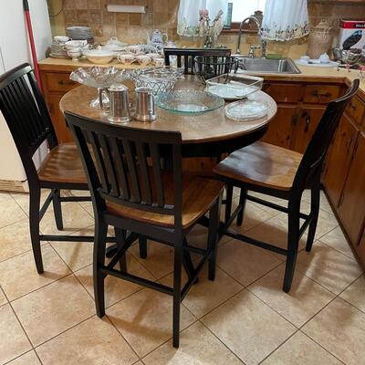 Bar height solid wood table and chairs