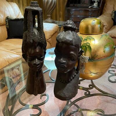 Heavy hardwood Haitian  busts