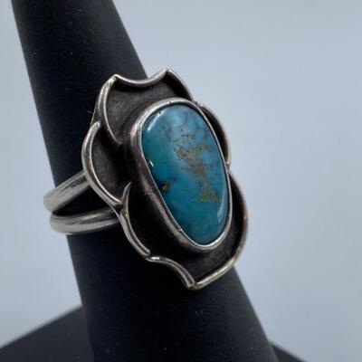 925 Silver & Turquoise Ring, Size 6