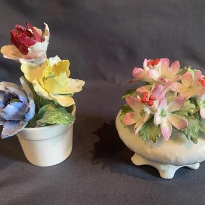 (2) Porcelain Flower Arrangements, England