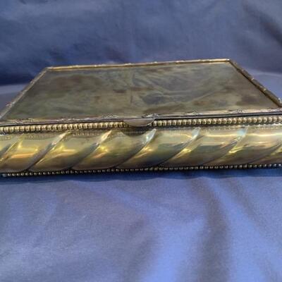 Brass Dresser Box with Hinged Lid, 11in Square