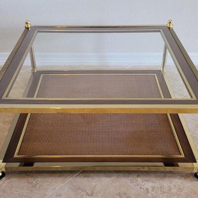 Mid Century Brass & Glass Coffee Table, 1 of 2