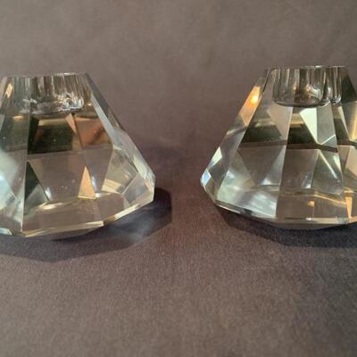 (2) Lead Crystal Candlestick Holders