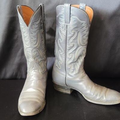 Lucchese Gray Western Cowboy Boots, Size 10