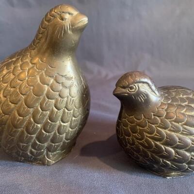 (2) Brass Pheasants, Mid Century Decor