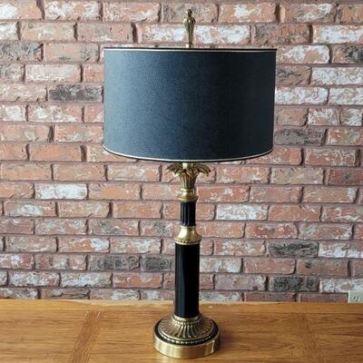 Vintage Brass Candlestick Lamp with Shade