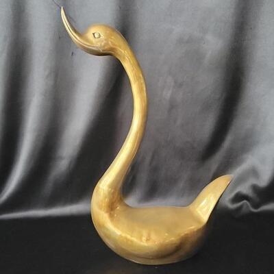 Mid Century Decor Heavy Brass Large Swan Sculpture 1 of 2 in this auction