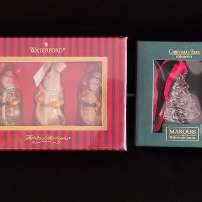 Waterford Christmas Ornaments, 4 Total in 2 Boxes