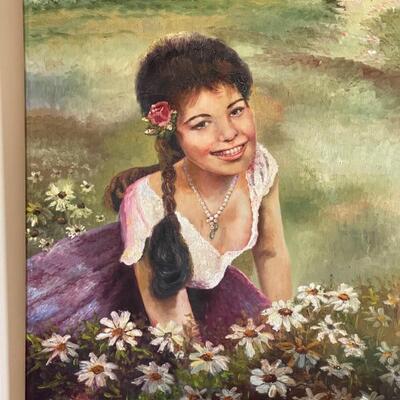 Oil on canvas, portrait of a young wonan