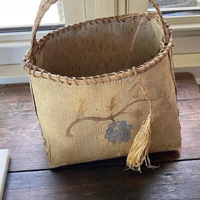 Native American deer hide basket