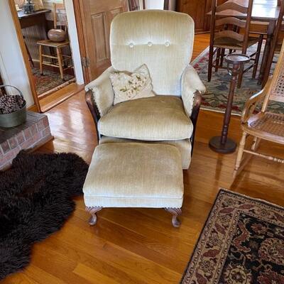 Antique easy chair and ottoman