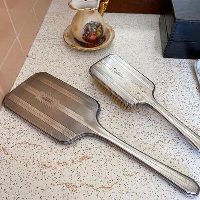 Sterling brush and mirror