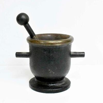 Large Cast Iron Mortar & Pestle