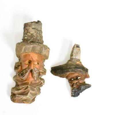 2 Small Carved Wood Sculpture