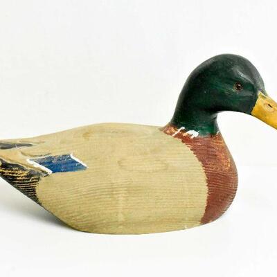 Carved Wooden Mallard Duck By Gary Oatman