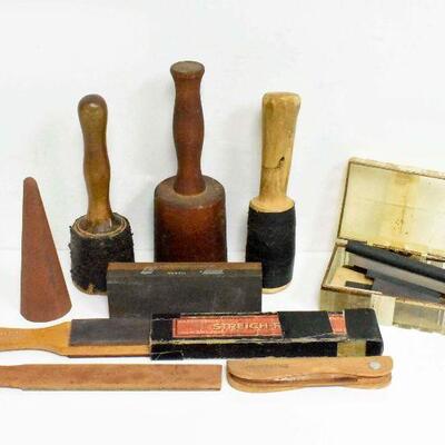 Various Wooden Mallets and Sharpening Stones
