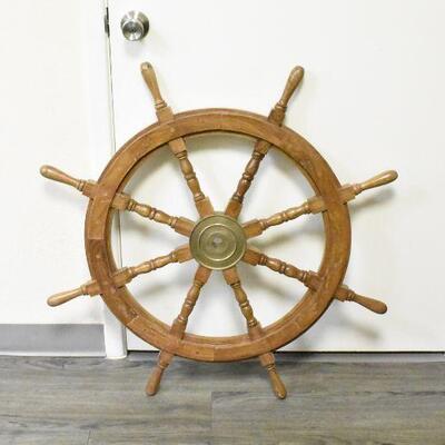 37" Ship's Wooden Steering Whee