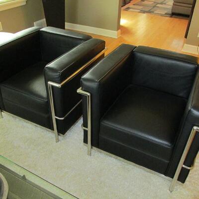Leather Corbusier style lounge chairs