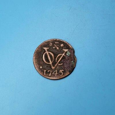 1745 VOC Duit Netherlands East Indies 1 Duit Coin