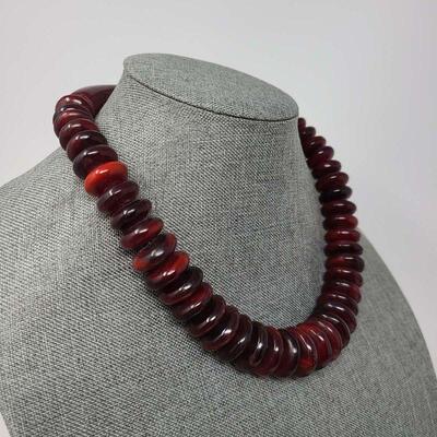 Cherry Red Bakelite Beaded Necklace