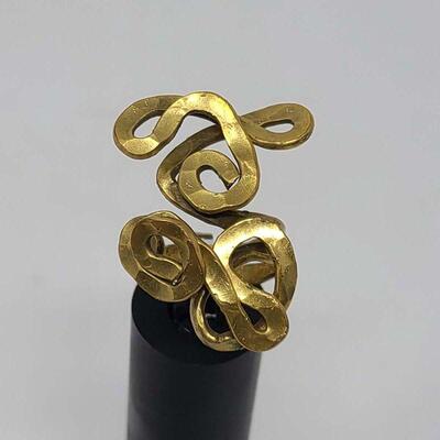 Contemporary Gold Tone Art Ring Size 7.5