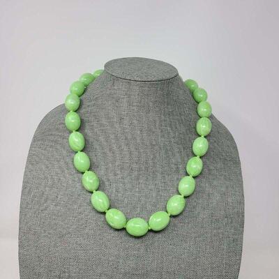 Lime Swirl Bakelite Bead Necklace
